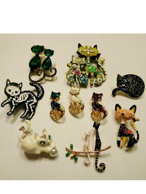 Cat Kitten Brooch Lot of 10